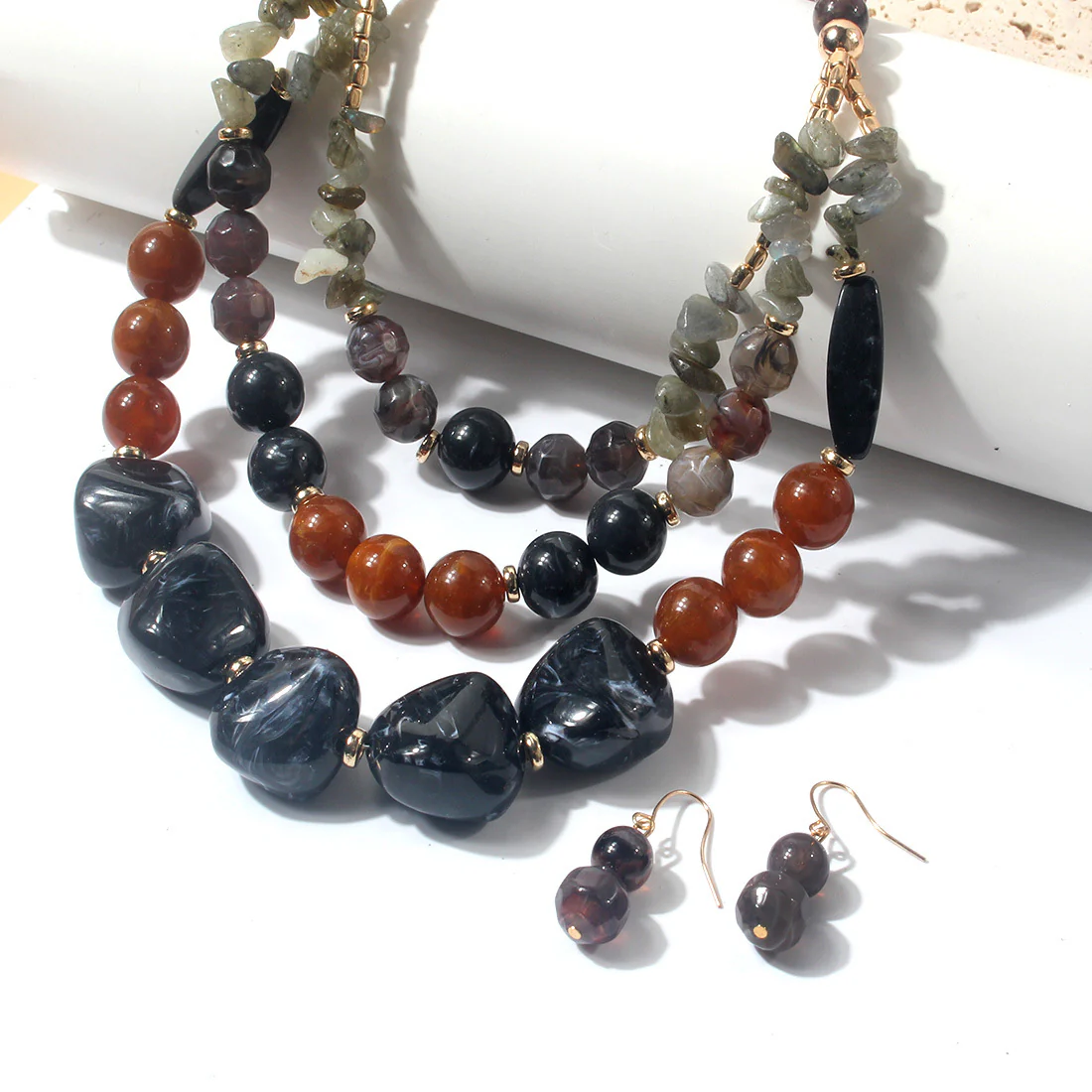 Two Tone Big Beaded Multi Layer NeckLace - Image 4