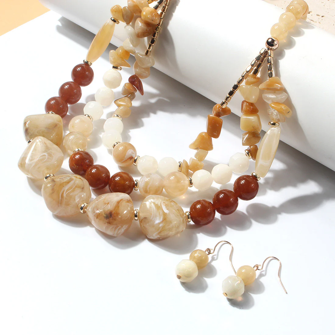 Two Tone Big Beaded Multi Layer NeckLace - Image 5