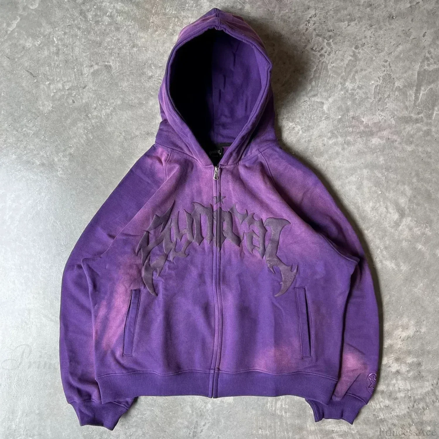 Vintage Gothic Printed Zipper Hoodie - Image 3