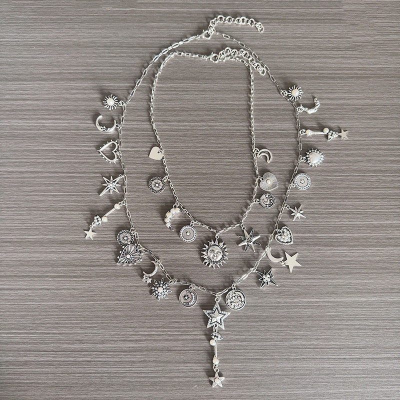 Vintage Heart Sun Moon Tassel NeckLace - Image 5